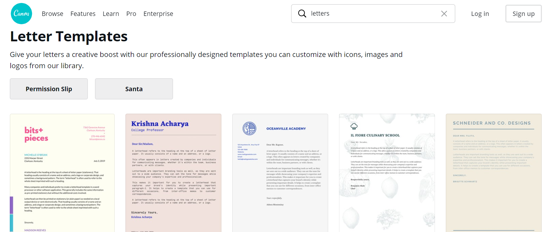 Canva letter templates as one of recommended tools for startups