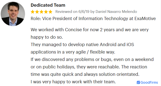 GoodFirms screenshot: Concise Software review on site