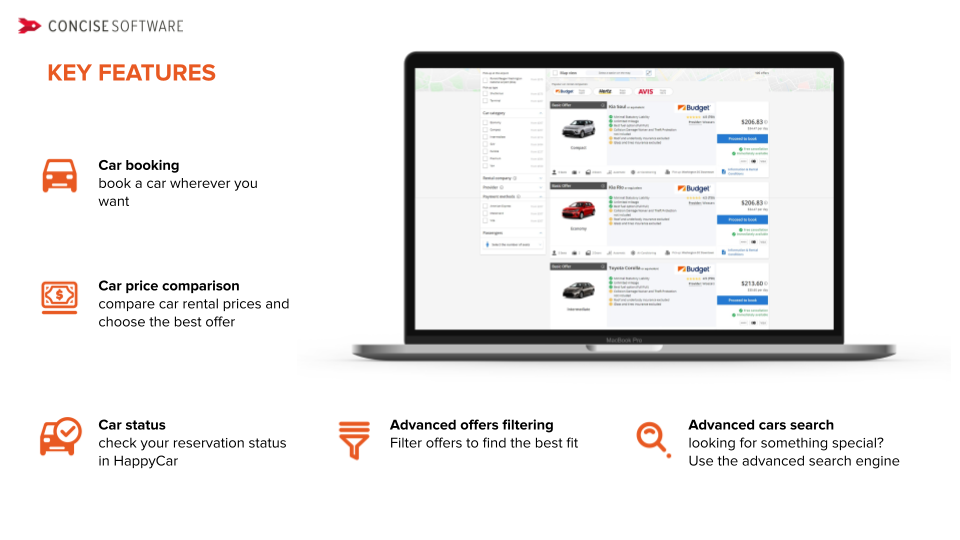 A slide that presents a case study of the HappyCar project