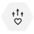 heart symbol and three arrows pointing up