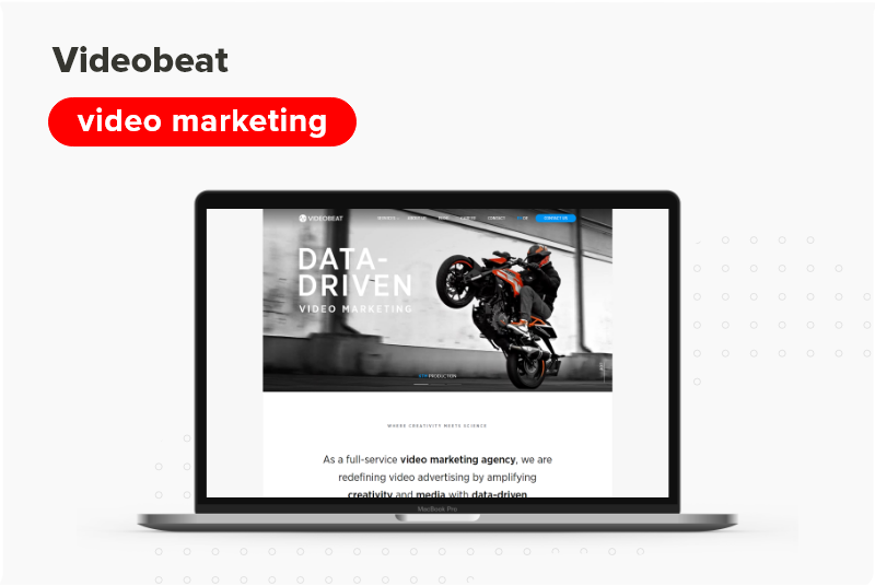 Videobeat website displayed on a MacBook Pro